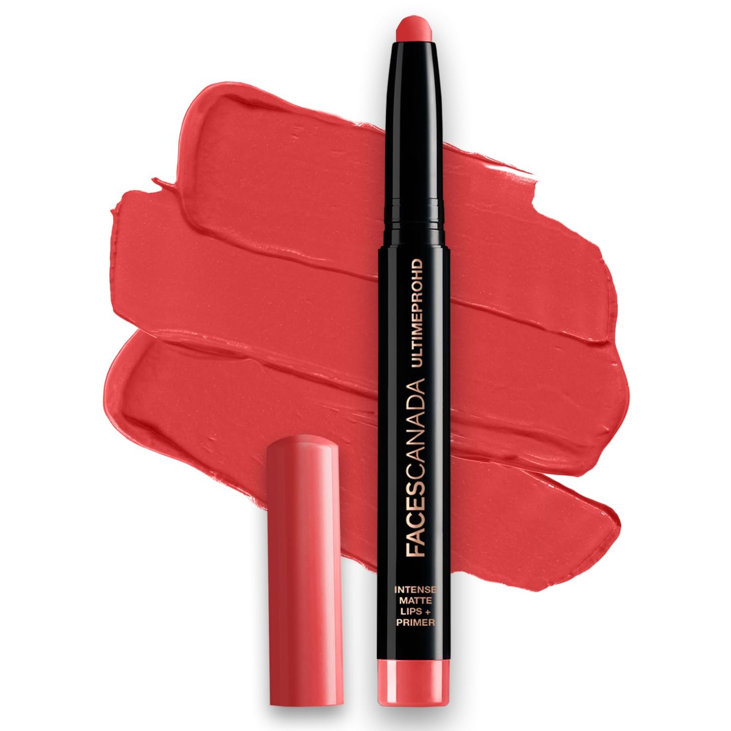 FACES CANADA Ultime Pro HD Intense Matte Lipstick + Primer - Scarlet (Red), 1.4g | 9HR Long Stay | Flawless HD Matte Finish | Intense Color | Lightweight | Smooth Glide | Primer Infused thumbnail