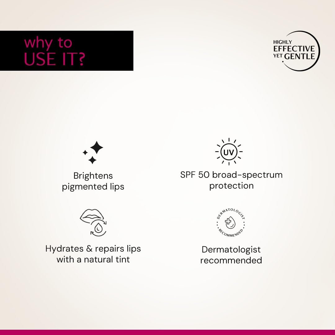 Deconstruct Brightening Tinted Lip balm for Dark Lips | SPF 50 | Brightens Dark Lips & Moisturizes | SPF 50 for Sun Damage & Discoloration | For Women & Men daily (Pack of 1) thumbnail