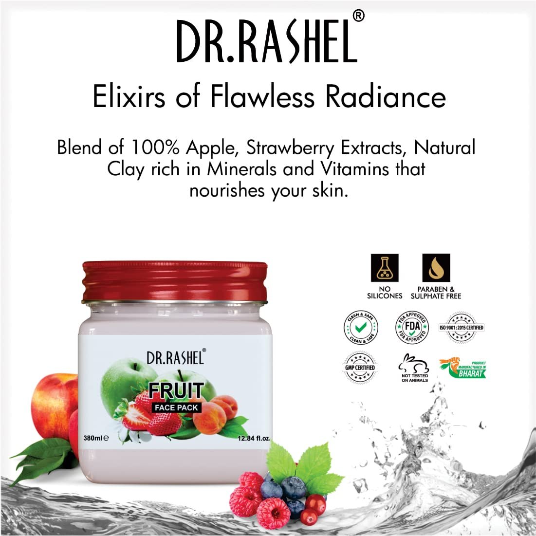 DR.RASHEL Fruit Face Pack for Glowing Skin, Oil Control, Acne, Pimples, Detan, Blemishes, Pigmentation & Brightening, Face Cleansing for Face & Body (380 Ml) thumbnail