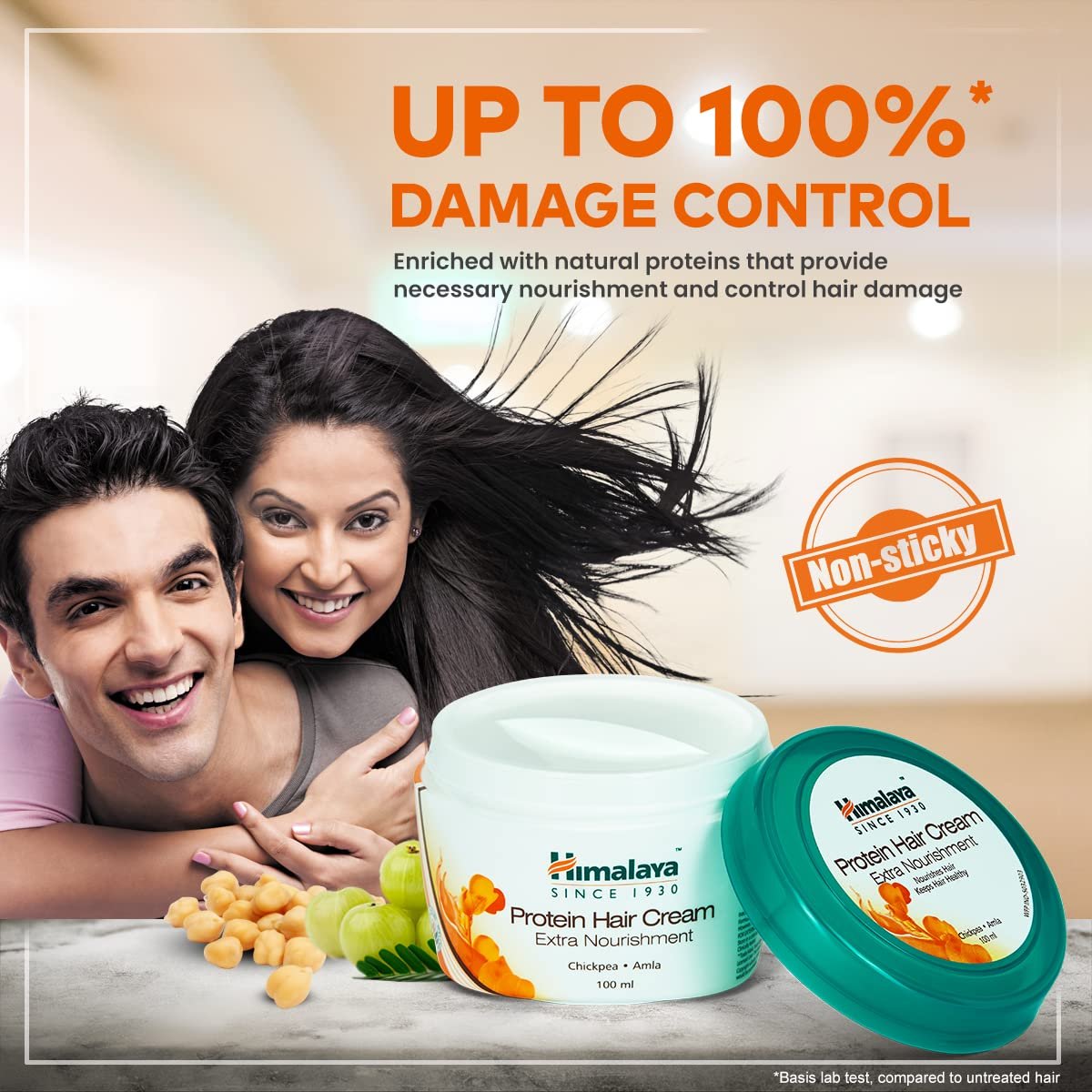 Himalaya Protein Hair Cream | Controls Hair Damage & Improves Hair Conditioning | Non Sticky Oil Replacement Hair Cream| With Chickpe thumbnail