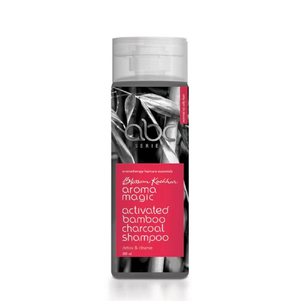 Aroma Magic Activated Bamboo Charcoal Shampoo | Cleanses, Detoxify, hydrates, & control frizz | with Lavender & Patchouli Essential Oil | All Hair Type | - 200ml