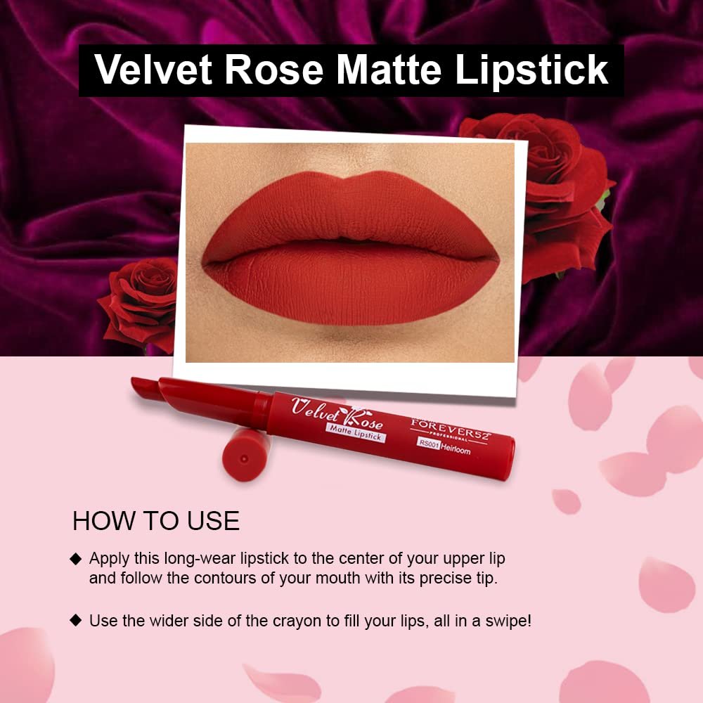 Daily Life Forever52 Velvet Rose Matte Long-Lasting Crayon Lipstick (Enriched With Rose Oil) - Hydrating Bold Lip Color With Silky Finish Look -Heirloom | Reds thumbnail