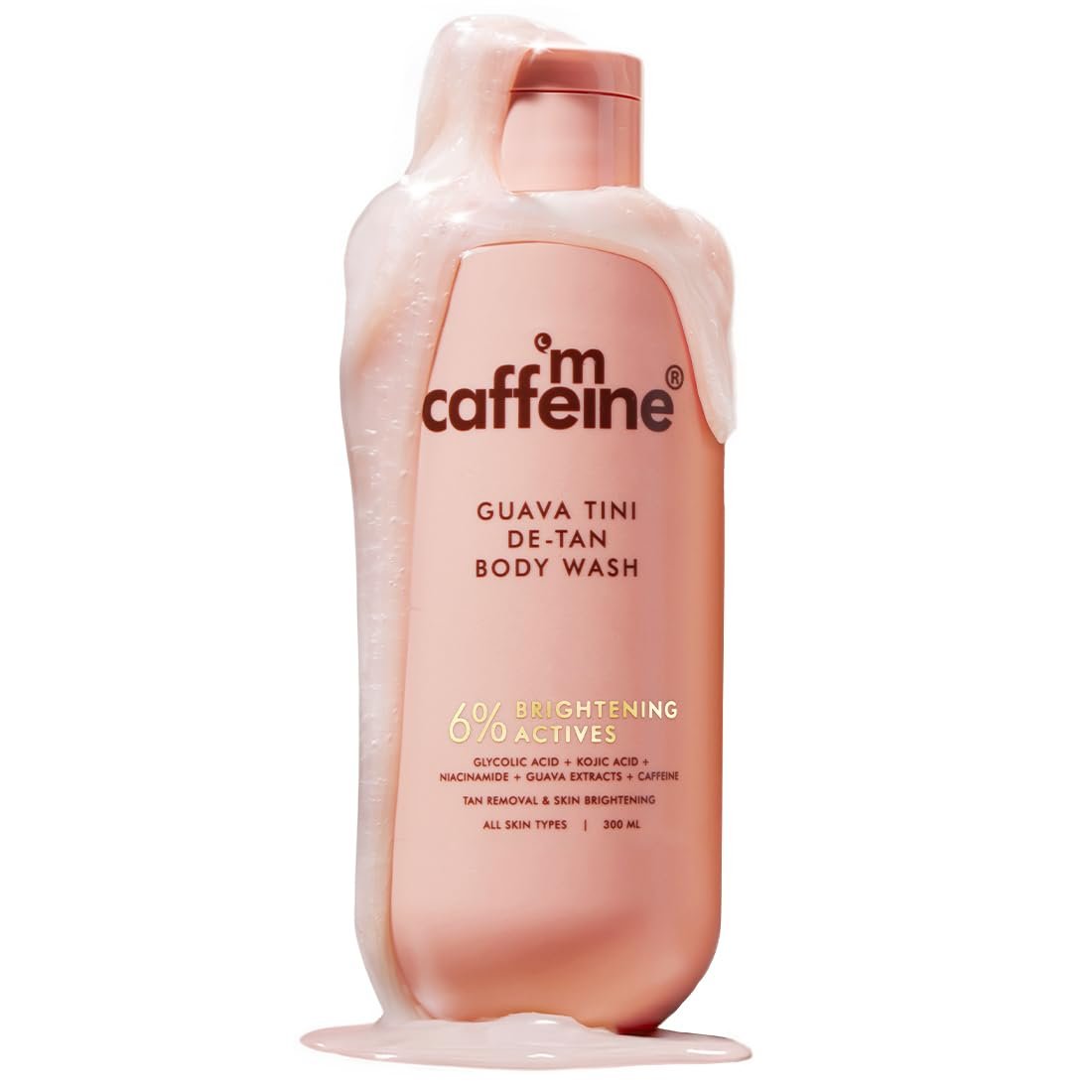 mCaffeine 1% Glycolic Acid Detan Body Wash 300ml | 2% Niacinamide, 3% Kojic Acid-Glutathione | Brightens, Hydrates, Reduces Dark Spots & Evens Tone |  Guava Shower Gel for Dry Skin thumbnail