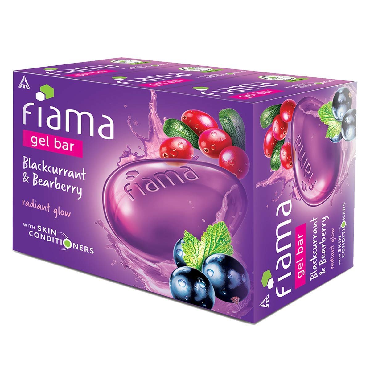 Fiama Gel Bar Blackcurrant & Bearberry 375g (125g Pack of 3) | Radiant Glowing Skin | Moisture Lock with 30% Smoothing Body Serum | Bathing Soap for Women & Men | All Skin Types thumbnail