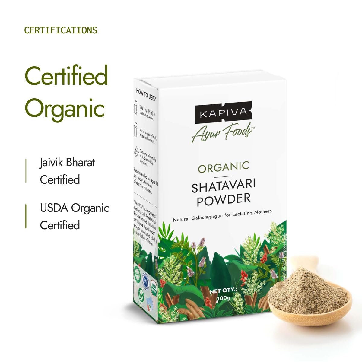 Kapiva Organic Shatavari Powder 100gms | Promotes Lactation Naturally | Helps Maintain Hormonal Balance | Non GMO Certified thumbnail