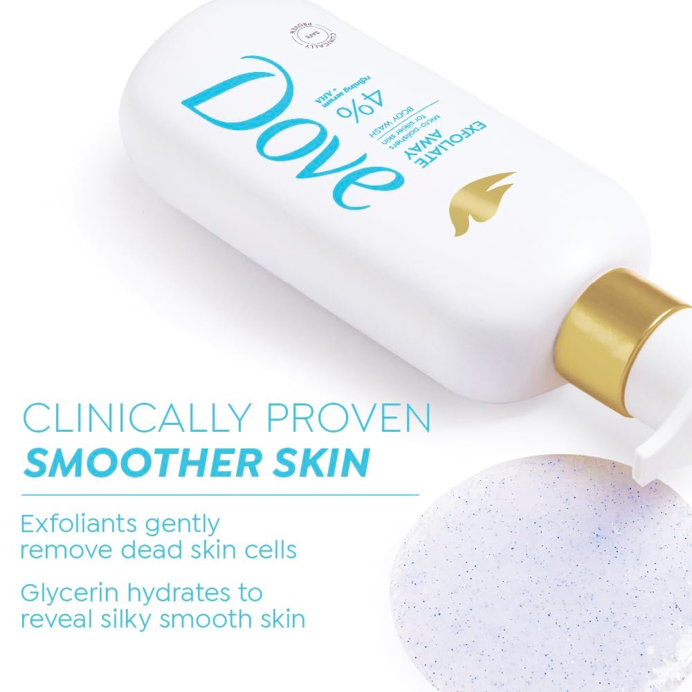 DOVE Exfoliate Away Serum Body Wash, 300 ml, for Refined and Silky Skin, with 4% Refining Serum + AHA, Dermatologist Co-Created, Paraben & SLS Free thumbnail