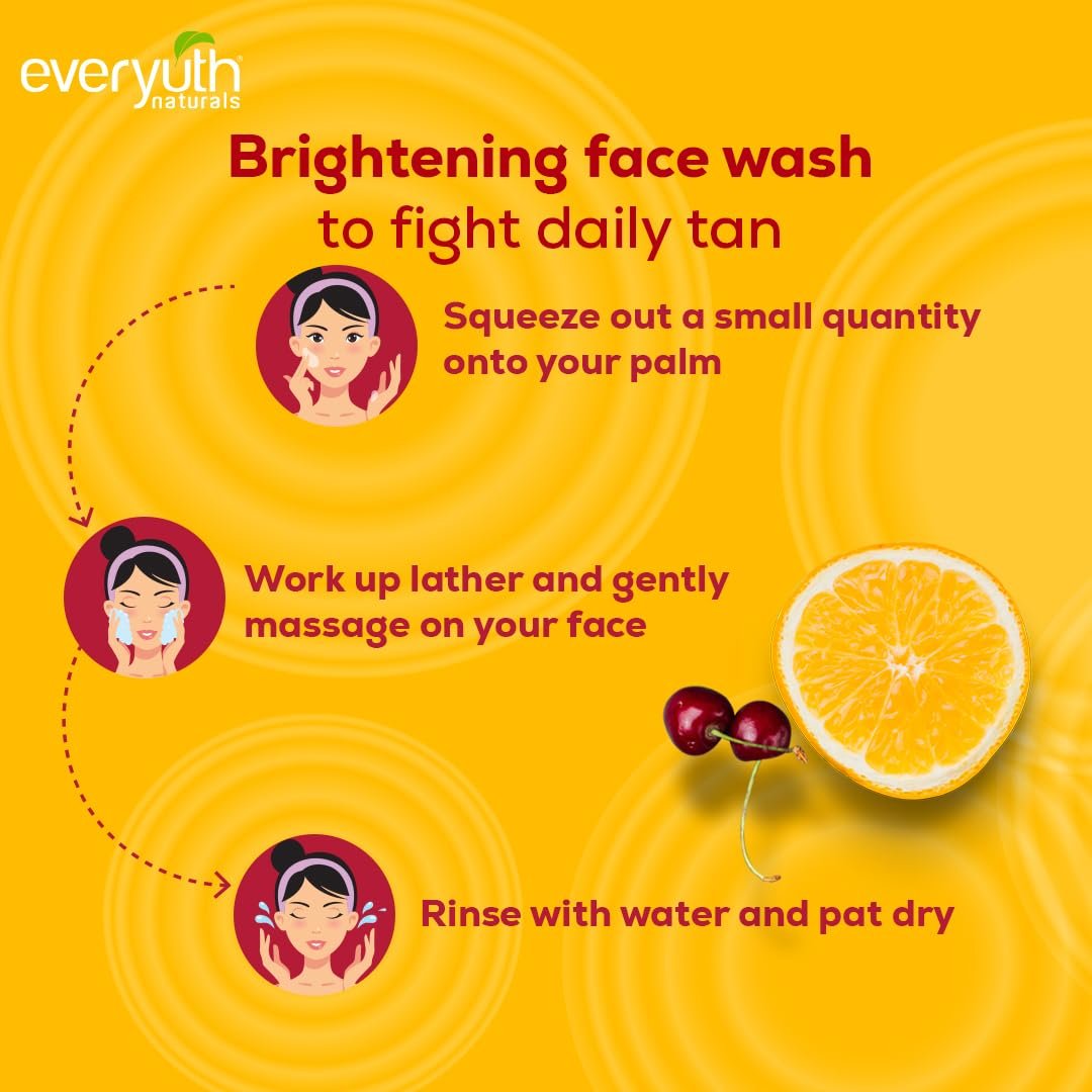 Everyuth Naturals Brightening Lemon & Cherry Face Wash|Deep Cleansing, Oil Control & Tan Reduction| For All Skin Types|Paraben Free - 150 g thumbnail