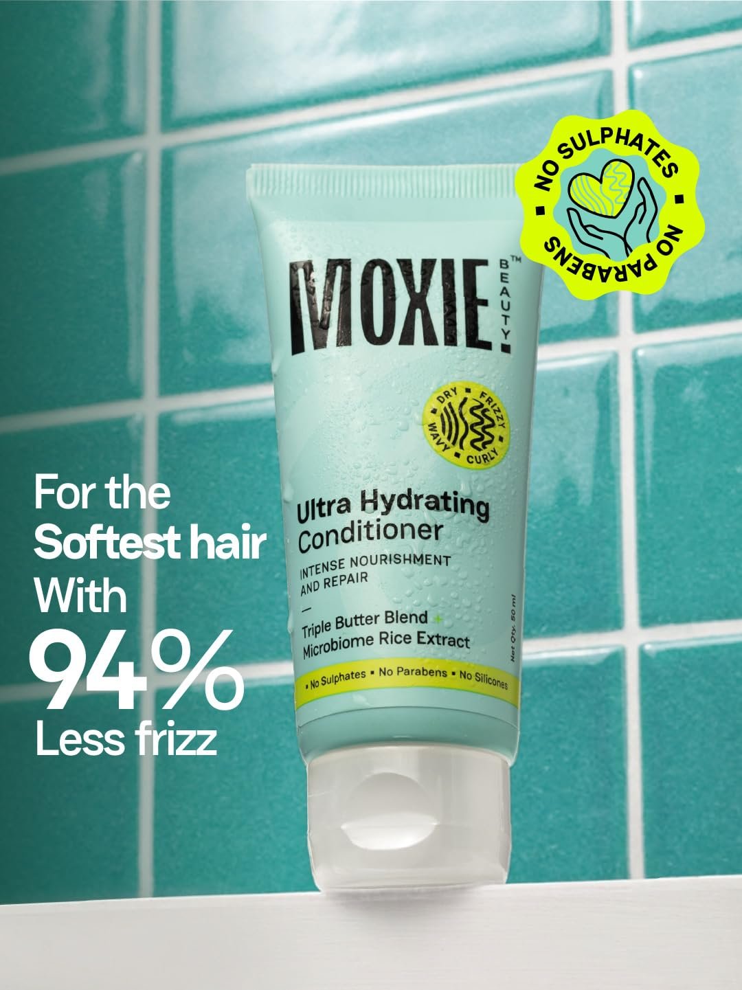 Moxie Beauty Ultra Hydrating Conditioner for Dry & Frizzy Hair 175 ml Triple Butter Blend | Sulphate, Paraben & Silicone-Free | Deep Nourishment for Wavy & Curly Hair thumbnail
