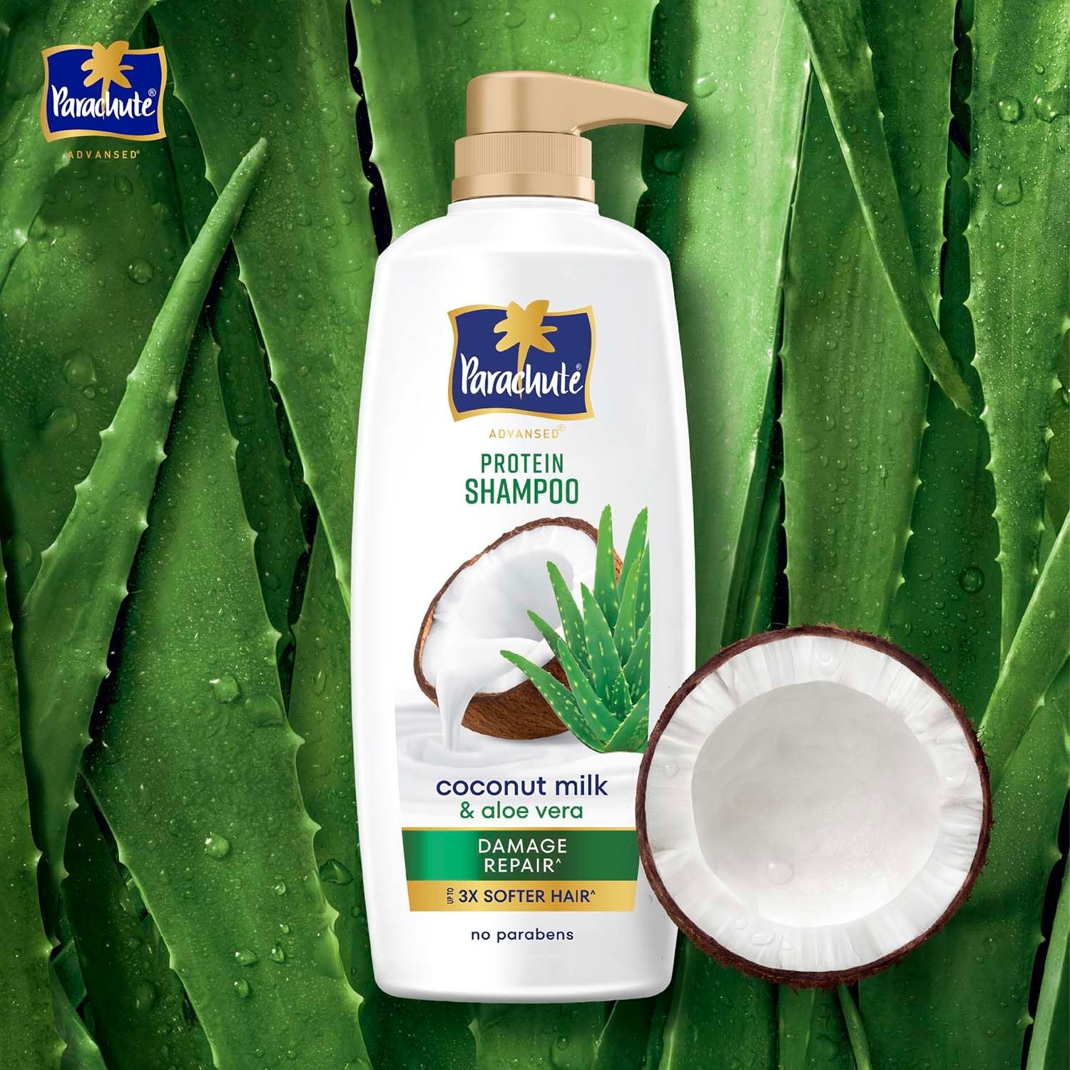 Parachute Advansed Protein Shampoo | with Coconut Milk and Aloe Vera | For up to 100% Damage Repair & up to 3X Softer Hair | Paraben-Free | For Men & Women | 1.2L thumbnail