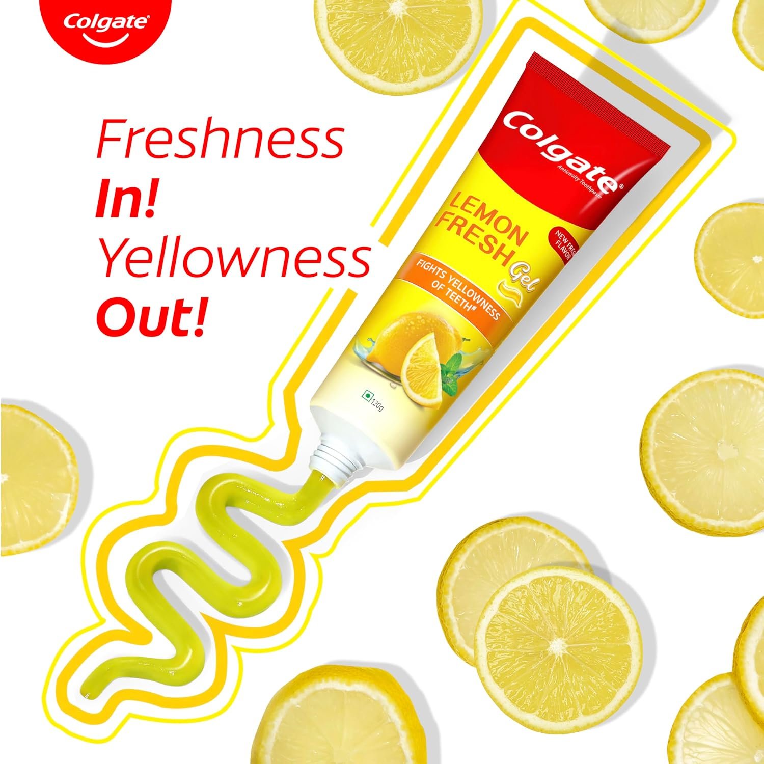 Colgate Lemon Fresh Gel Toothpaste | Tooth Paste Fights Yellowness of Teeth | Colgate Paste Toothpaste with New Fresh Flavor (120gm) thumbnail