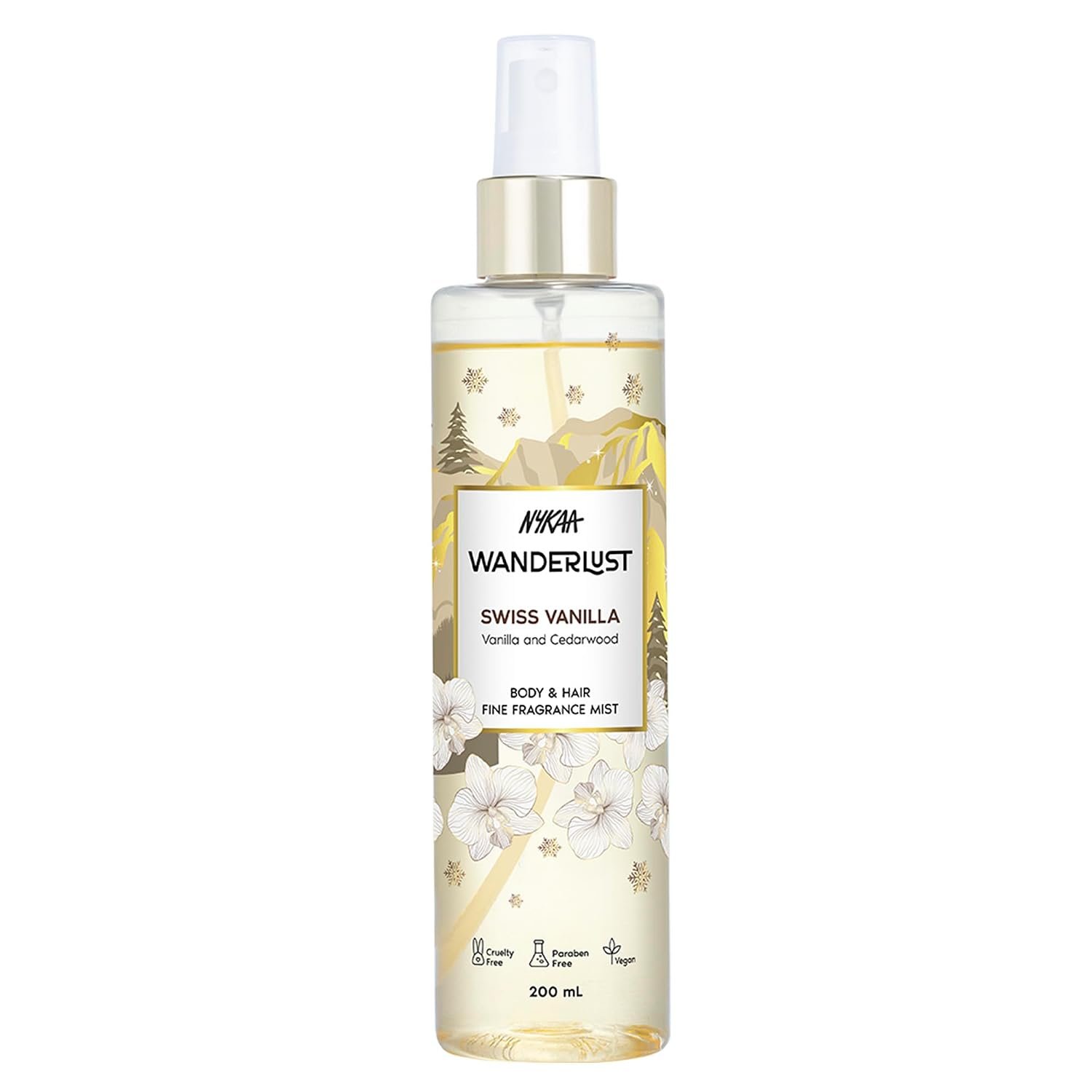 Nykaa Wanderlust Swiss Vanilla Perfume Body & Hair Mist, Notes of Vanilla & Cedarwood, 8 Hrs Long-Lasting Fragrance, 200 ml thumbnail