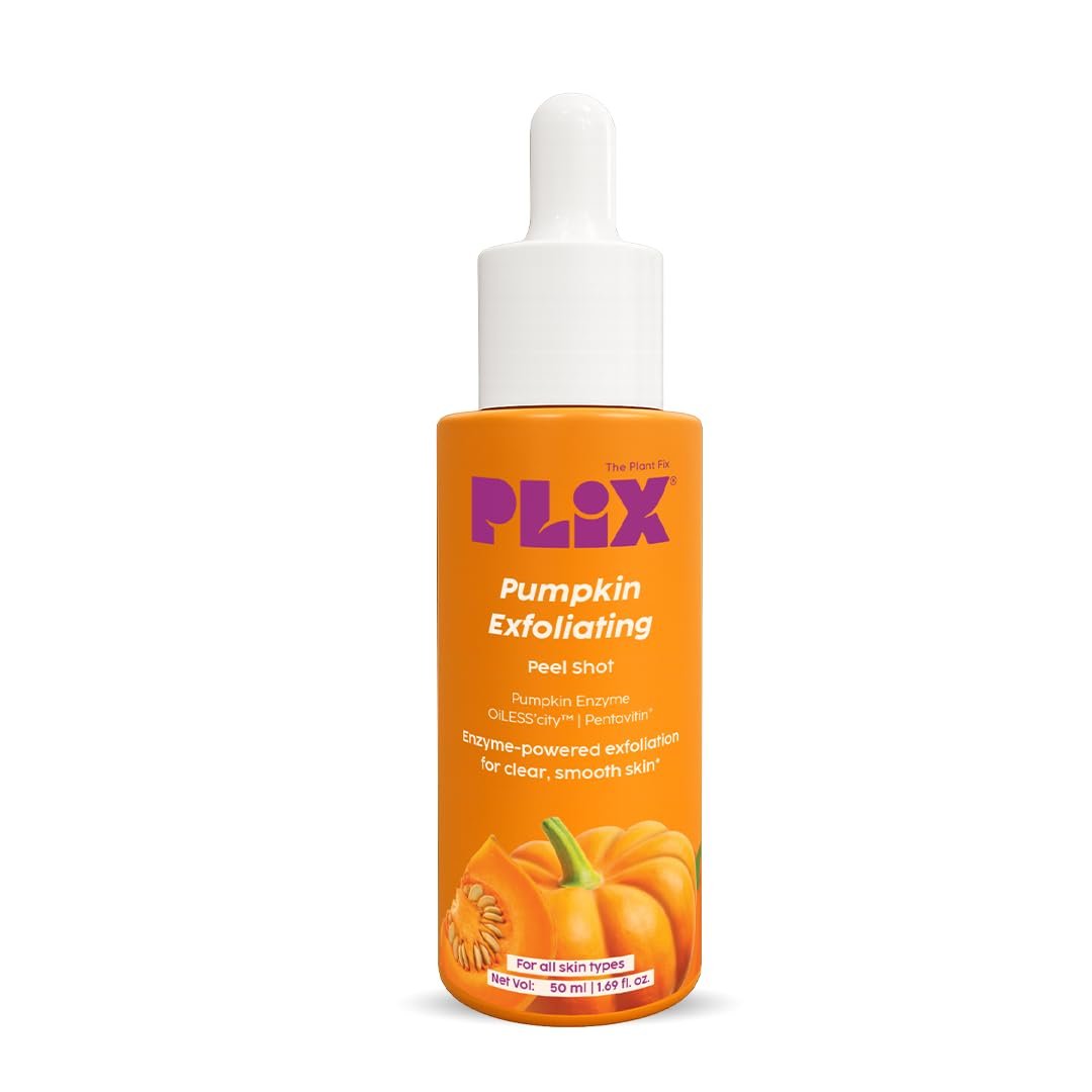 PLIX Pumpkin Enzyme Peel Shot with Pumpkin Enzyme, OiLESS City™, Pentavitin® & Gluconolactone (PHA) for Gentle Exfoliation | For clear & smoother Skin | For All Skin Types | 50 ml