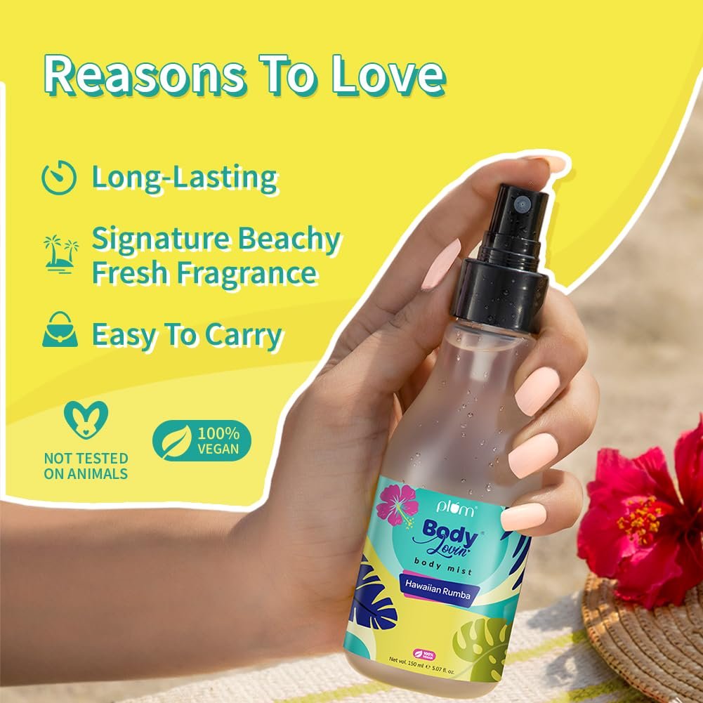 Plum BodyLovin Hawaiian Rumba Body Mist for Women | Refreshing Long Lasting Tropical Fragrance | Perfume Body Spray for Women  150ml thumbnail
