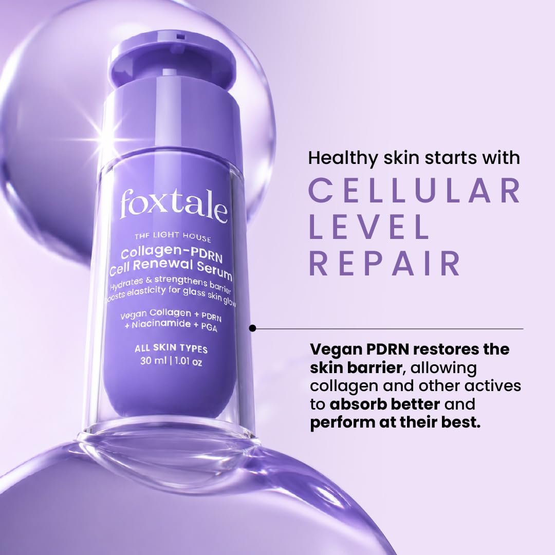 Foxtale Collagen PDRN Cell Renewal Serum with Niacinamide & Polyglutamic Acid | Firms, Plumps & Deeply Hydrates | Strengthens Barrier Against Pollution for Glass Skin | All Skin Types - 30ml thumbnail