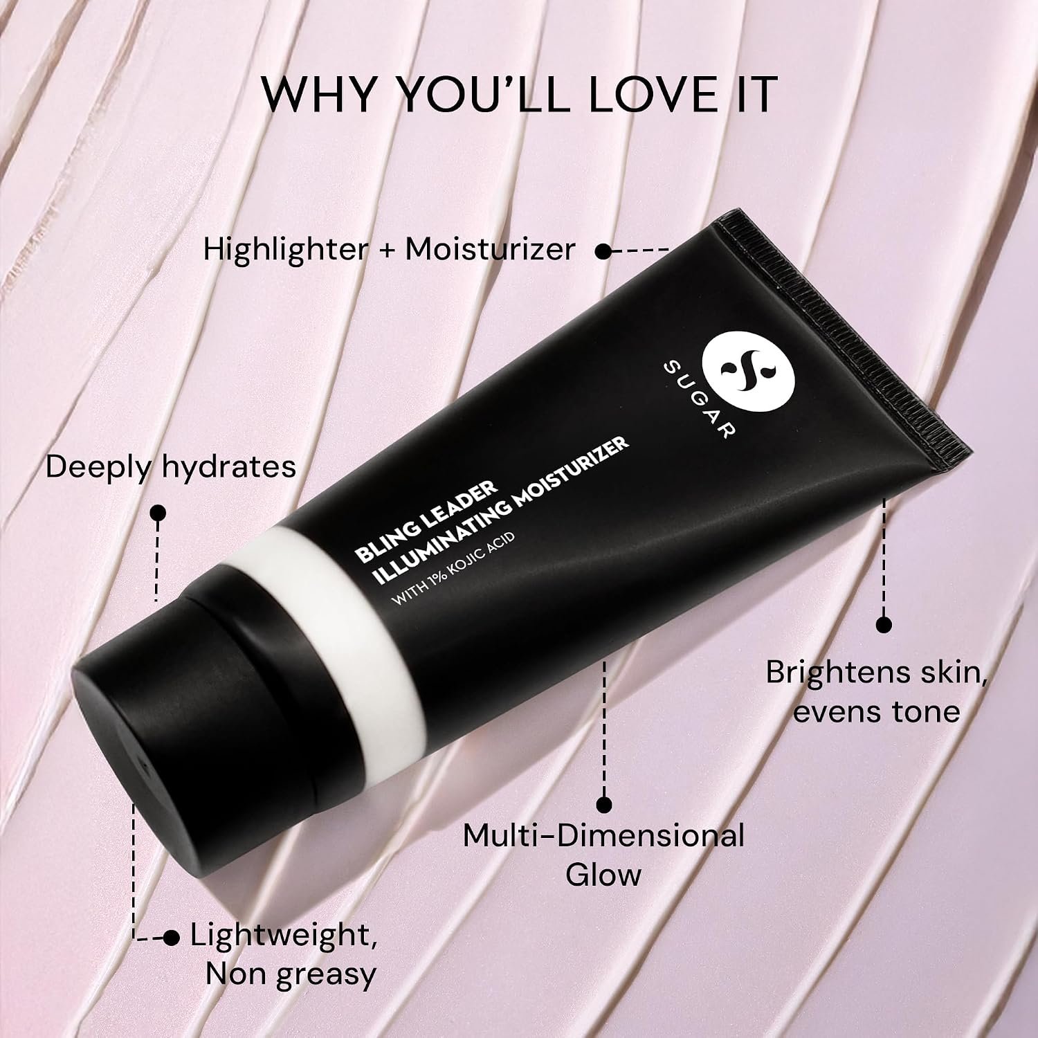 SUGAR Cosmetics Bling Leader Illuminating Moisturizer with 1% Kojic Acid | Strobe Cream | 2-in-1 Moisturizer + Highlighter | 50ml - 02 Pink Trippin thumbnail