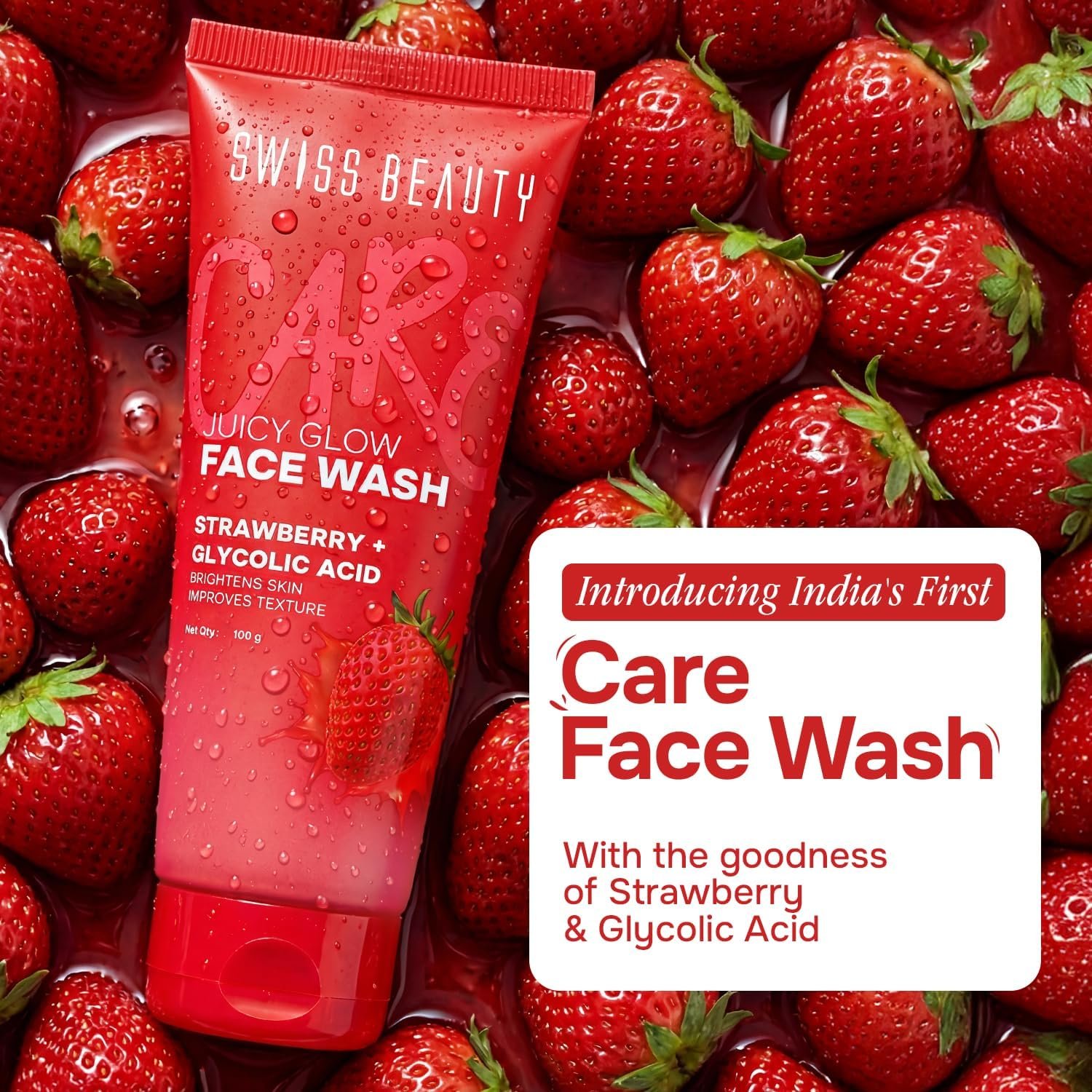 Swiss Beauty Care Juicy Glow Face Wash | Strawberry + Glycolic Acid | Removes Dirt & Grime | Refreshes and Revitalises Refines Skin Texture | Gently Exfoliates - 100g thumbnail