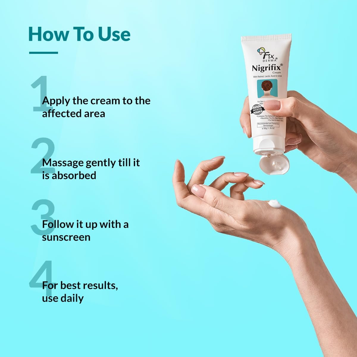 Fixderma Nigrifix Cream for Acanthosis Nigricans with Lactic Acid | Dermatologist Tested Retinol Cream | For Dark Body Parts like Neck, Ankles, Thighs & Elbows | Exfoliant- 50g thumbnail