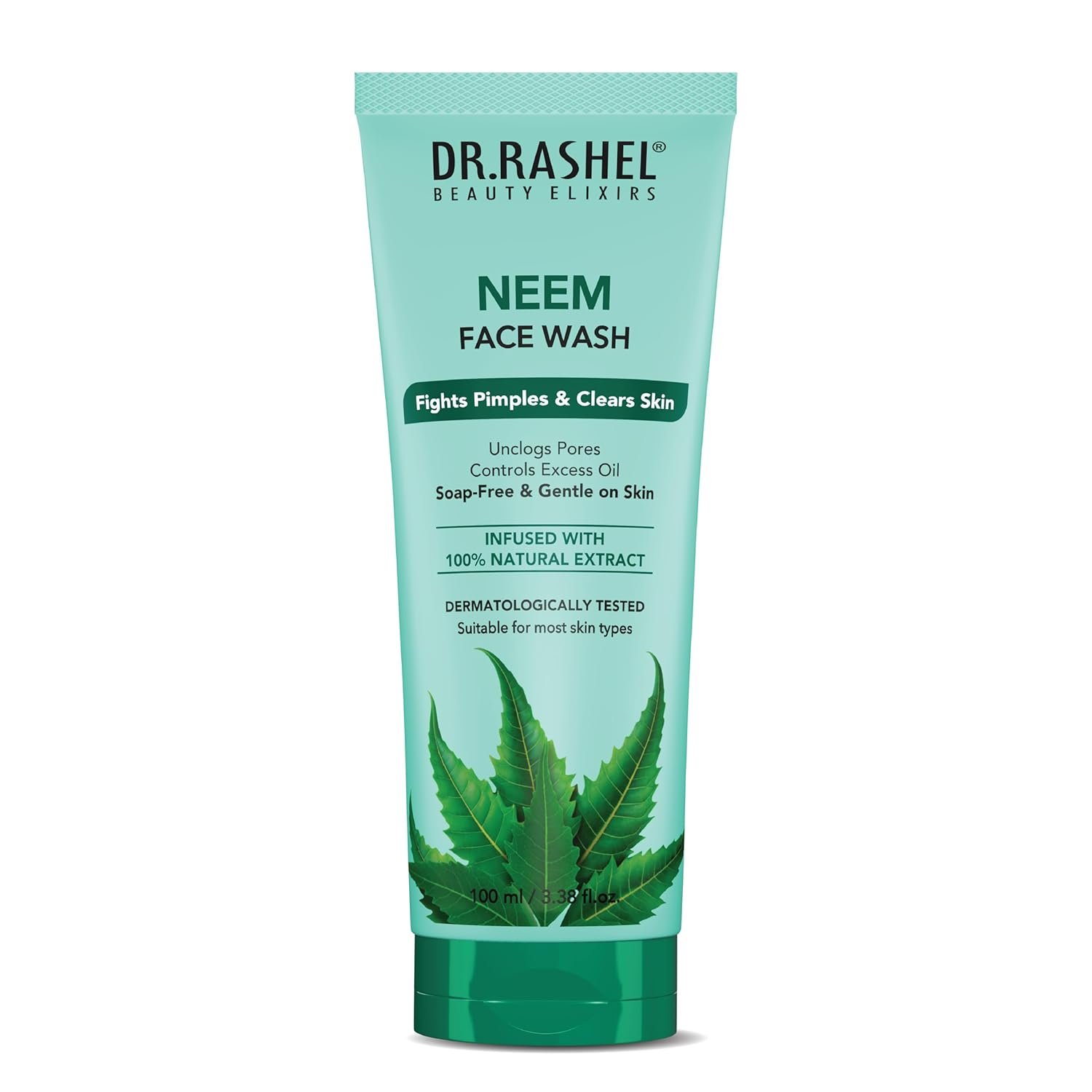 DR.RASHEL Neem Face Wash For Men & Women Concentrate for Deep Cleansing & Clove Purifying Face Wash With Active Neem Slices And Natural Ingredients | Anti-Bacterial | Anti-Fungal - 100 ML