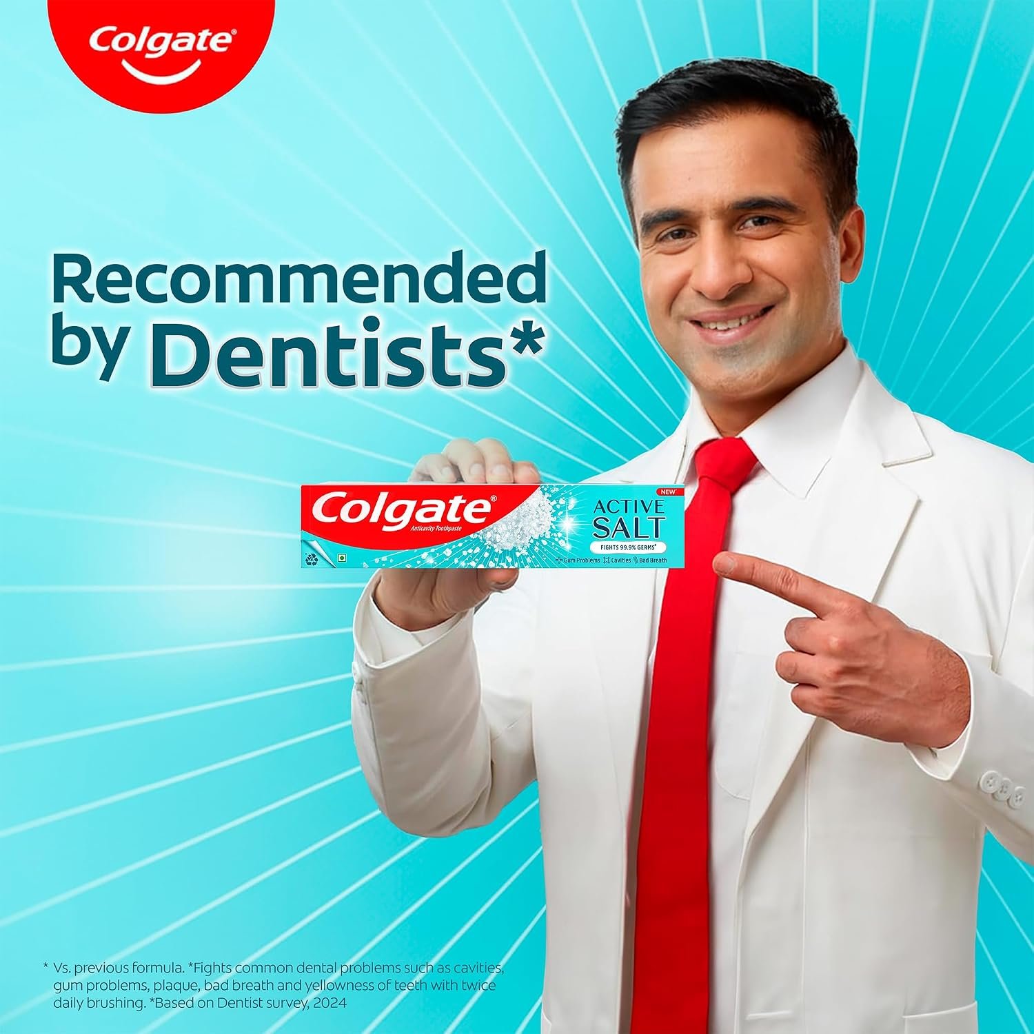 Colgate Active Salt Toothpaste, Germ Fighting Toothpaste for Healthy Gums and Teeth, Tooth Decay Prevention, Gum Protection, Eliminates Bad Breath, Plaque Removal (300g/200g X 1 and 100g X 1 thumbnail