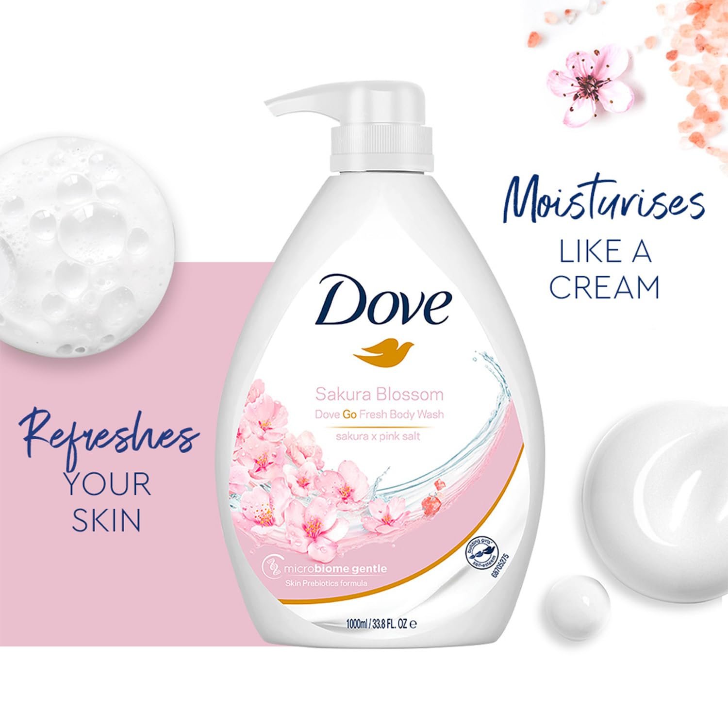 Dove Refreshing Sakura Blossom Body Wash with Himalaya Pink Salt for Replenished Skin, 1L thumbnail