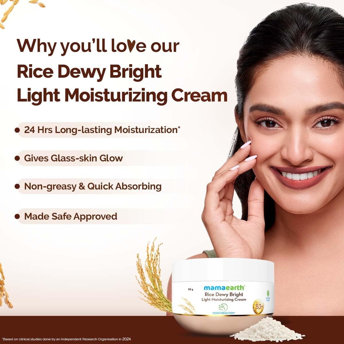 Mamaearth Rice Dewy Bright Light Moisturizing Cream  50g thumbnail