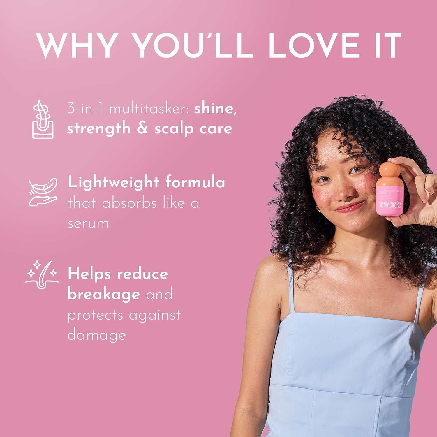 Fix My Curls Scalp & Strands Elixir Hair Oil Revitalize & Protect 2-In-1 Serum and Oil for Curly/wavy Hair| Lightweight Hydration & Shine| 30ml thumbnail