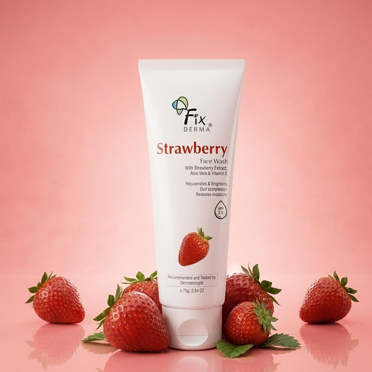 Fixderma Strawberry Face Wash with Vitamin E & Strawberry Extract | Face Wash & Face Cleanser | Face Wash for Oily Skin (All Type Skin) | Face Wash for Women & Men - 75g thumbnail