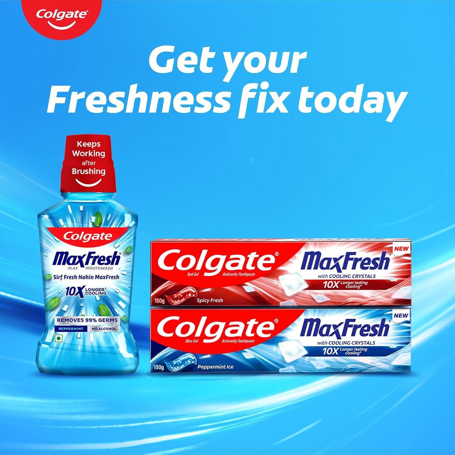 Colgate Plax Pepper Mint Mouthwash, 0% Alcohol, Antibacterial Mouth Wash for Bad Breath, Cavity Protection & Germ Defense for Adults, 500ml thumbnail