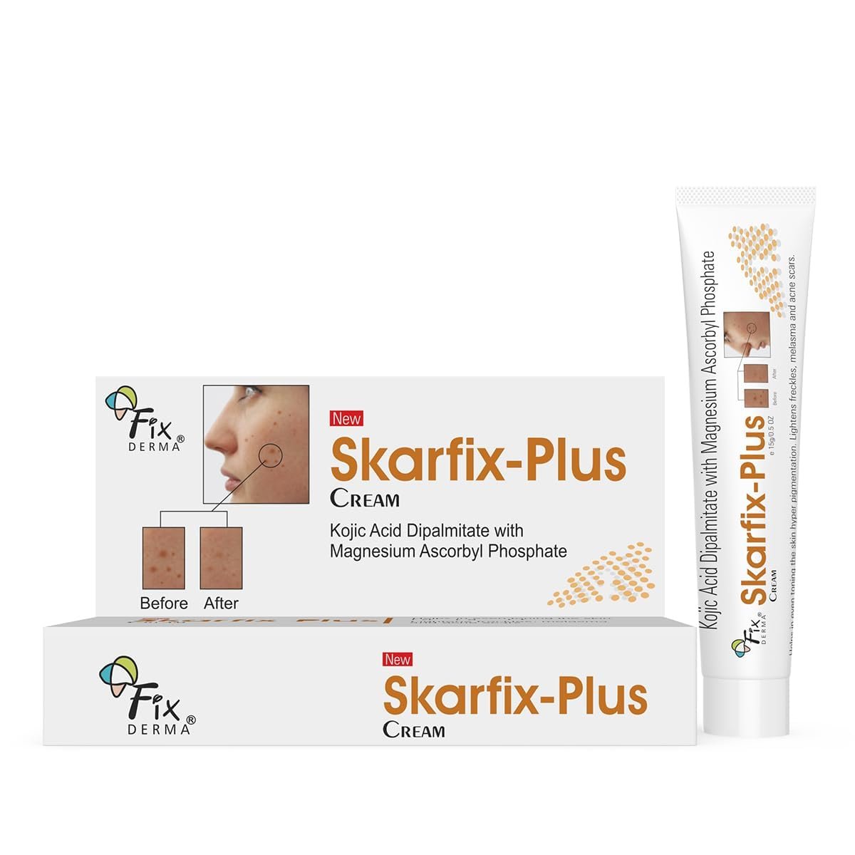 Fixderma 2% Kojic Acid + 1% Arbutin Skarfix-Plus Scar Removal Cream | Hyperpigmentation Removal Cream and Acne Scars Removal Cream | Helps to Reduce Melasma- 15 g thumbnail
