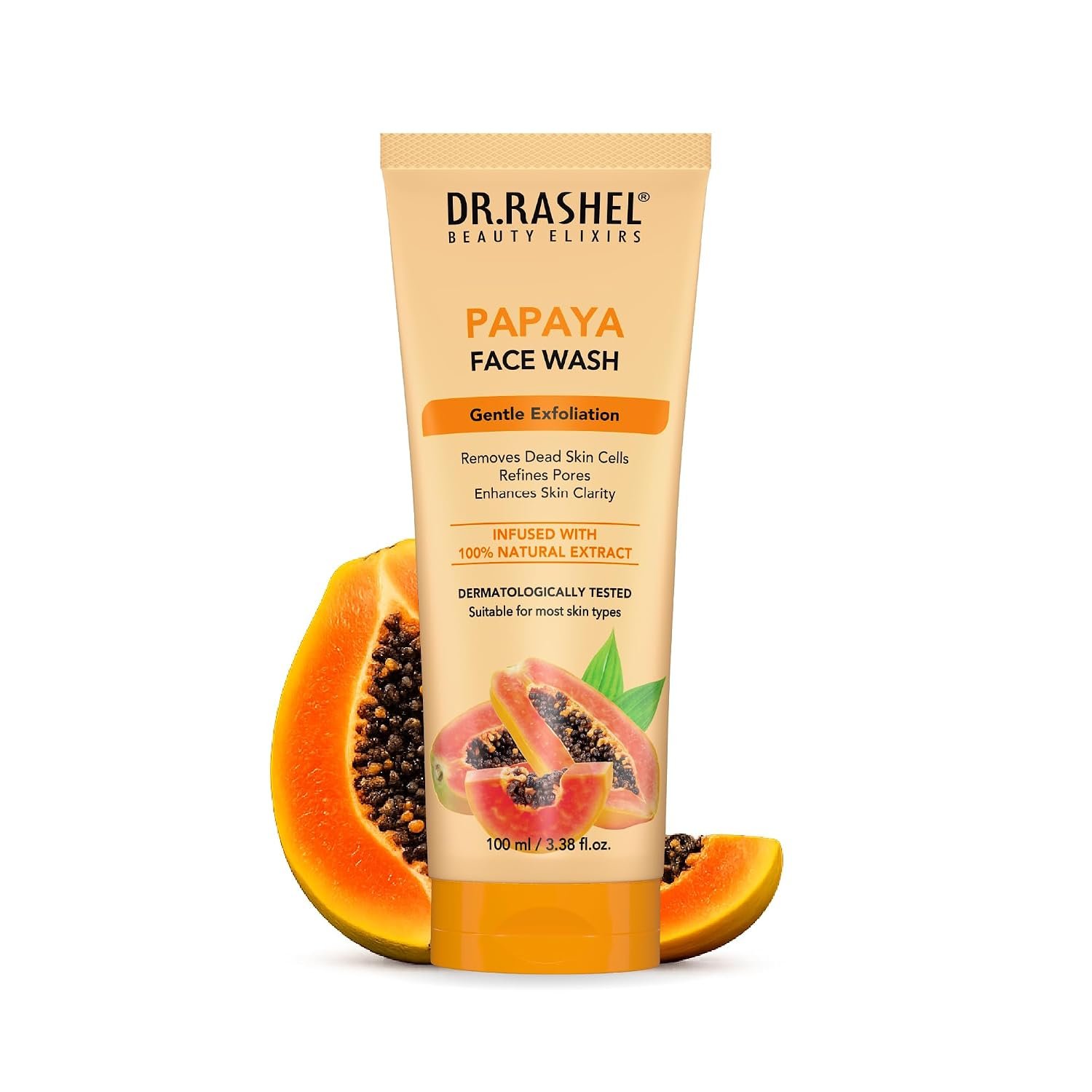 DR.RASHEL Papaya Face wash With Natural Papaya Extracts & Fruits Infused Facewash Deep cleansing and skin brightening for oily and dry skin - 100 ml