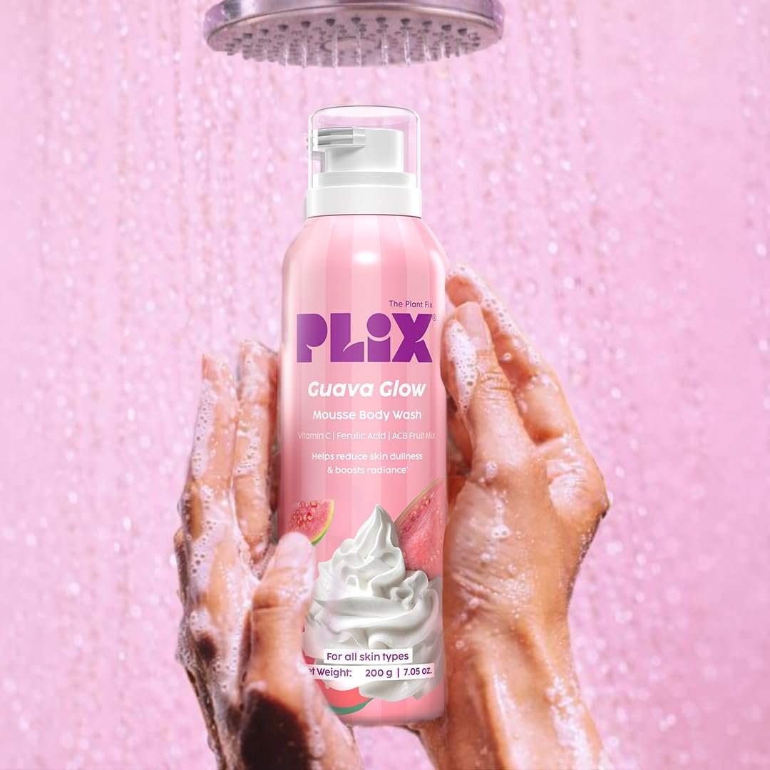PLIX THE PLANT FIX Guava Mousse Body Wash | Whipped Foaming Cleanser for Glowy, Hydrated & Smooth Skin | Brightening with Vitamin C & Ferulic Acid | 150ml thumbnail