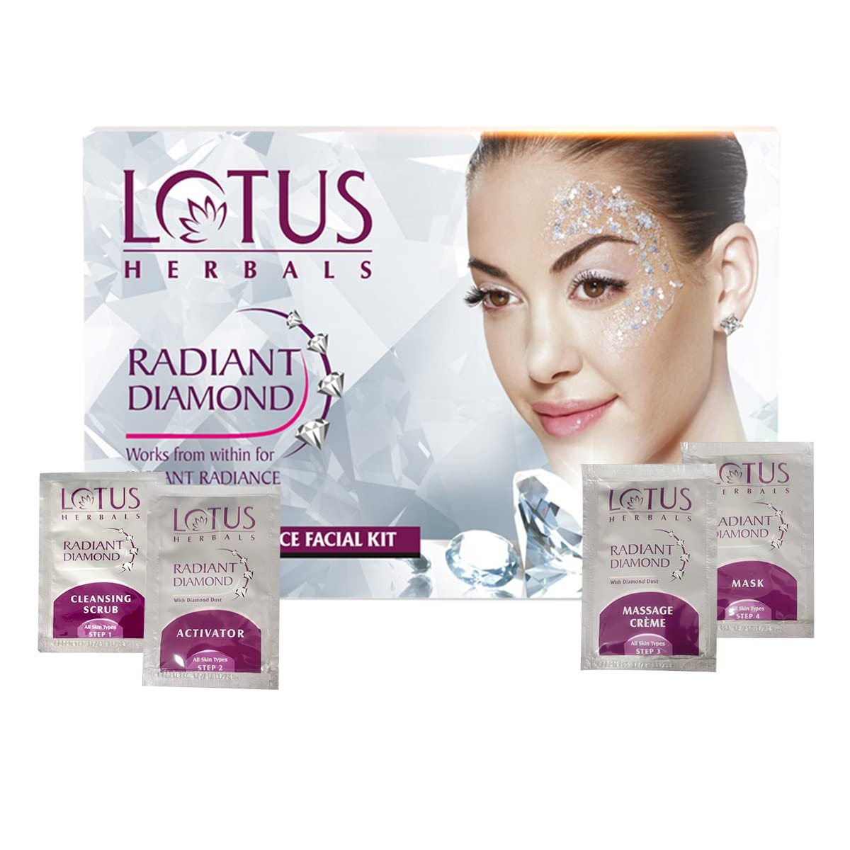 Lotus Herbals Radiant Diamond Cellular Radiance 1 Facial Kit | Single use