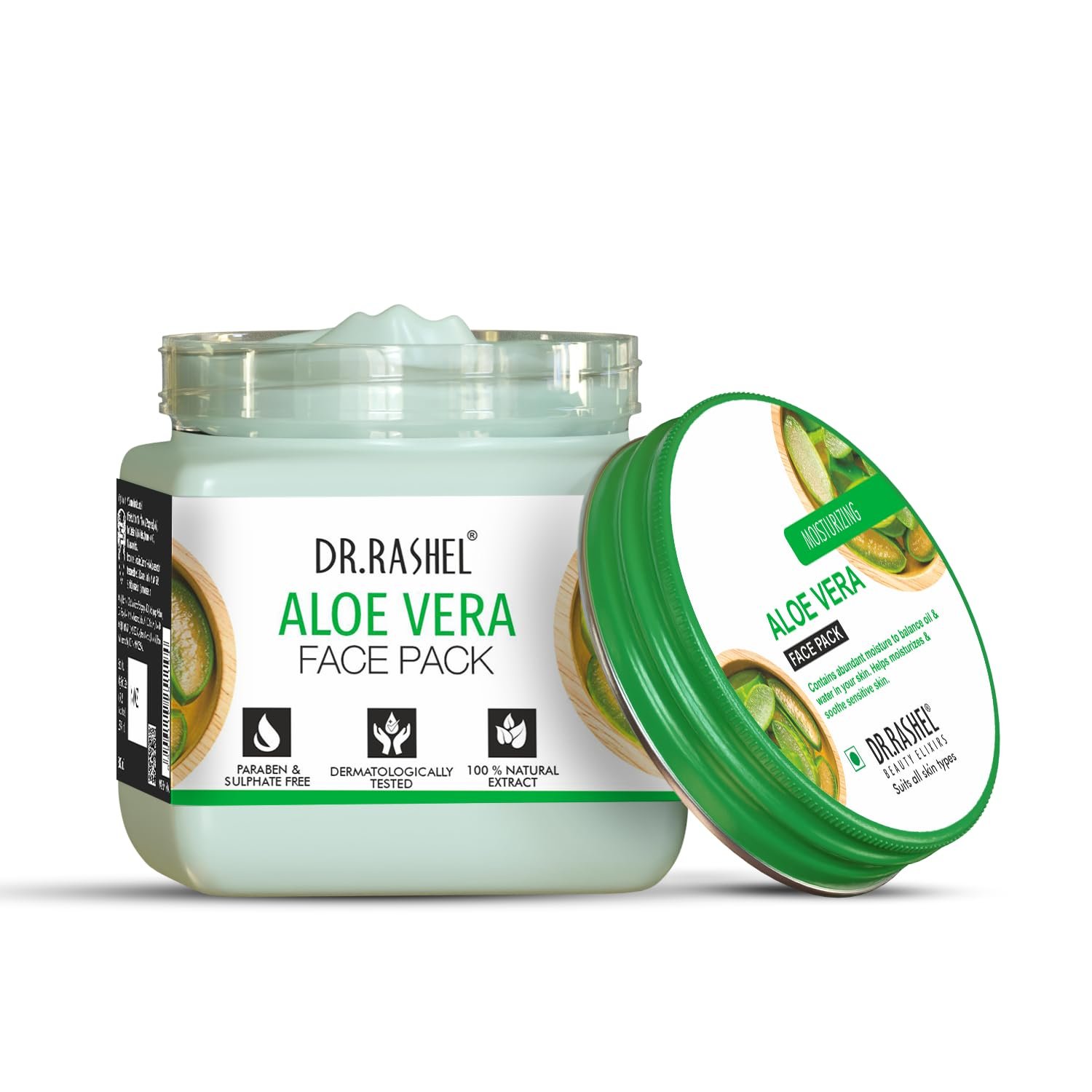 DR.RASHEL Aloe Vera Face Pack for Glowing Skin, Oil Control, Acne, Pimples, Detan, Blemishes, Pigmentation & Brightening, Face Cleansing for Face & Body (380 Ml) thumbnail