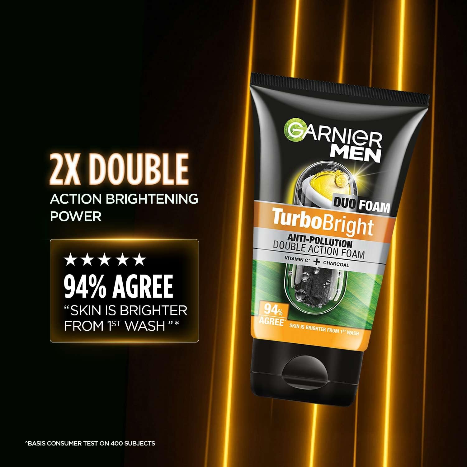 Garnier Men, Face Wash, Brightening & Anti-Pollution, TurboBright Double Action, 100 g thumbnail