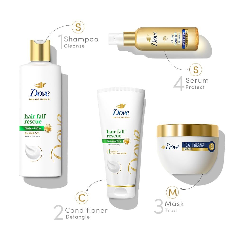 Dove Hair Fall Rescue Shampoo 340 ml|| For Damaged Hair|| Hair Fall Control for Thicker Hair - Mild Daily Anti Hair Fall Shampoo for Men & Women thumbnail