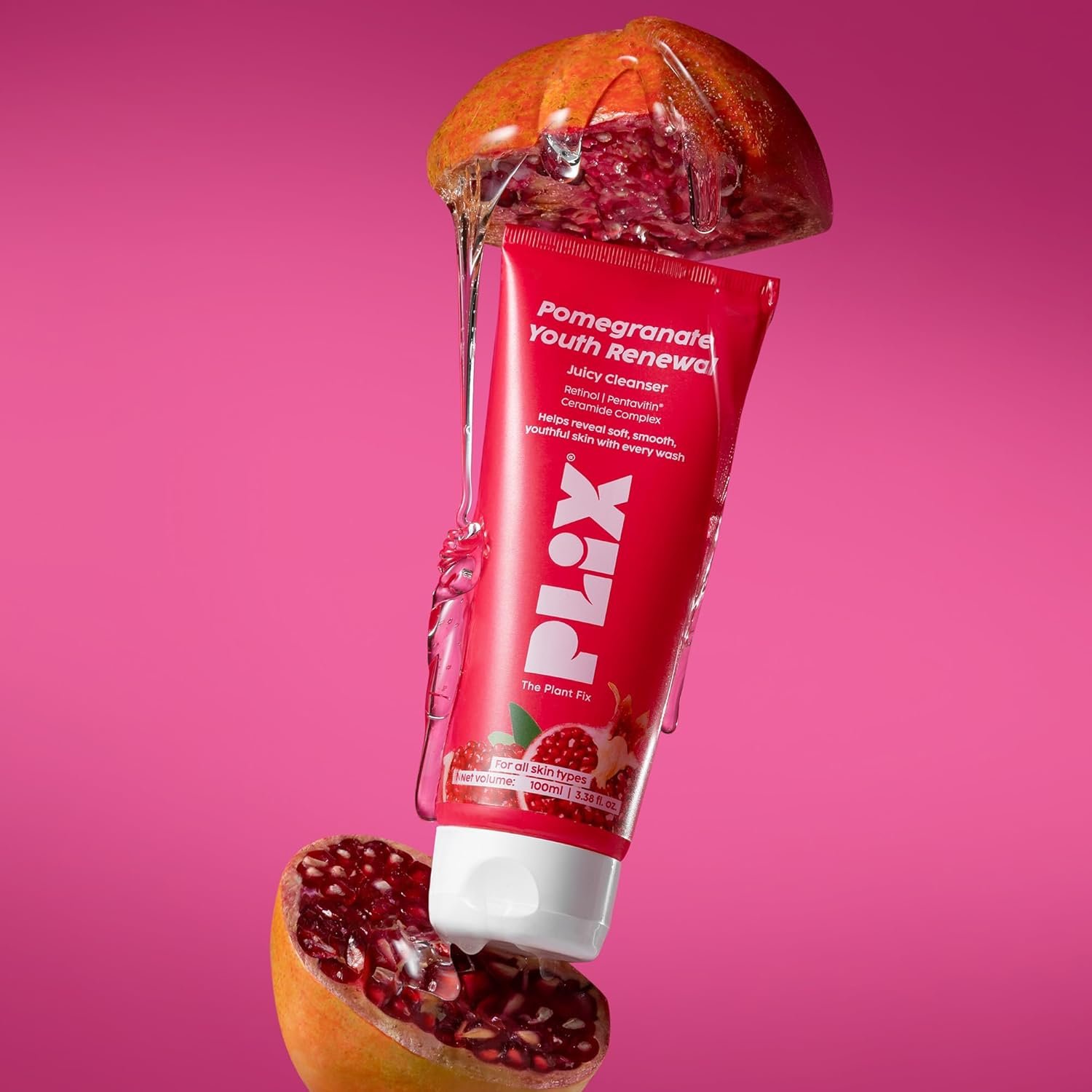 PLIX- THE PLANT FIX Pomegranate Youth Renewal Juicy Face Wash Cleanser | Youthful Glow | Hydration | Smooth & Soft Texture | Retinol GS 50 | Pentavitin | Safe for Daily Use | For Men & Women thumbnail