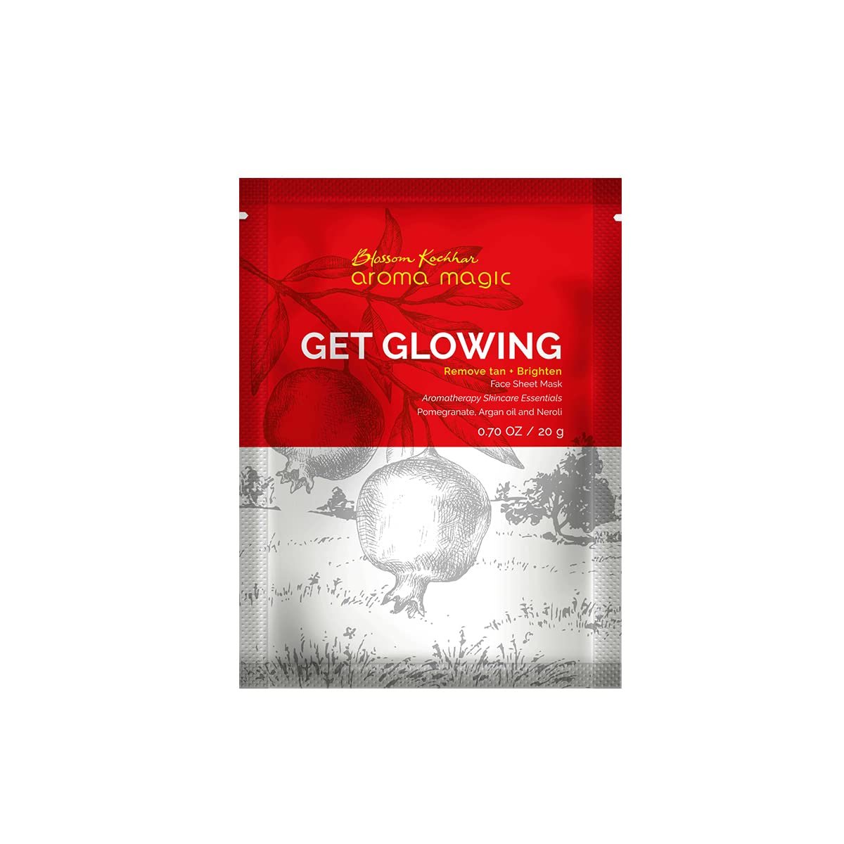 Aroma Magic Get Glowing Sheet Mask Pack of 5-20 gm | Remove Tan And Brighten Skin thumbnail
