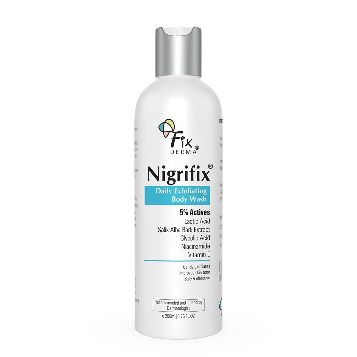 Fixderma Nigrifix Exfoliating Body Wash with 5% Actives (Lactic Acid, Glycolic Acid, Niacinamide Acid & Vitamin E) | Gentle Exfoliating Shower Gel |  Body Wash Shower Gel- 200ml thumbnail