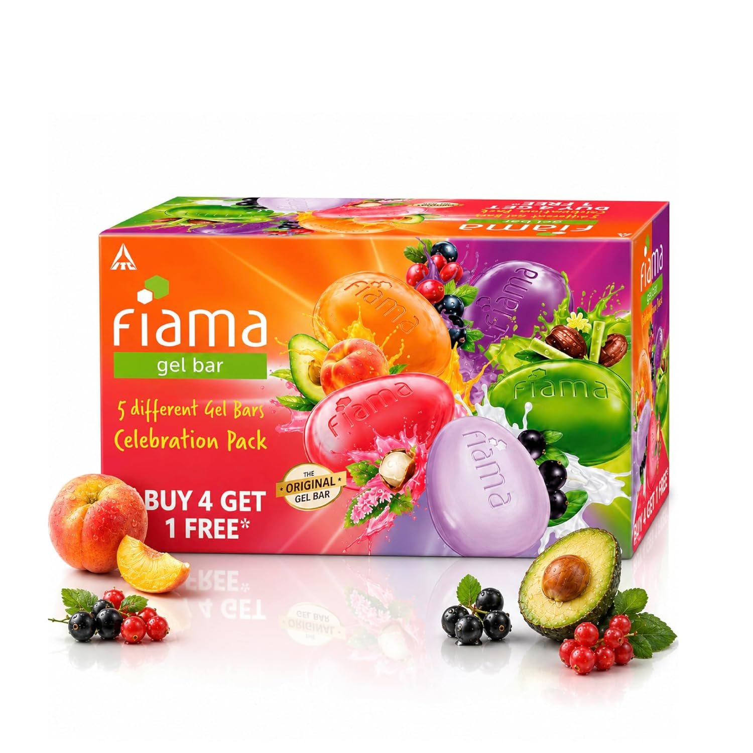 Fiama Gel Bar Celebration Pack 625g (125g Pack of 5) | 5 Unique Variants | Moisturised Skin with 30% Smoothing Body Serum | Gift Set for Women & Men | All Skin Types