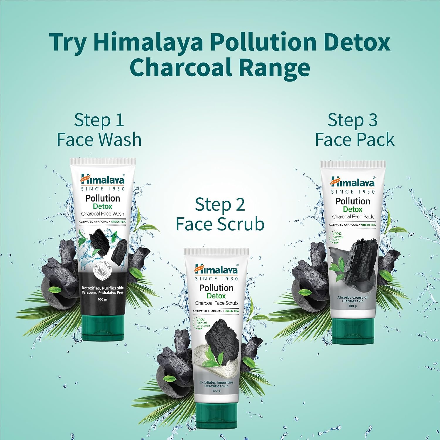 Himalaya Pollution Detox Charcoal Face Wash – Deep Cleansing Facial Cleanser for Removing Dirt & Pollutants, 100ml thumbnail