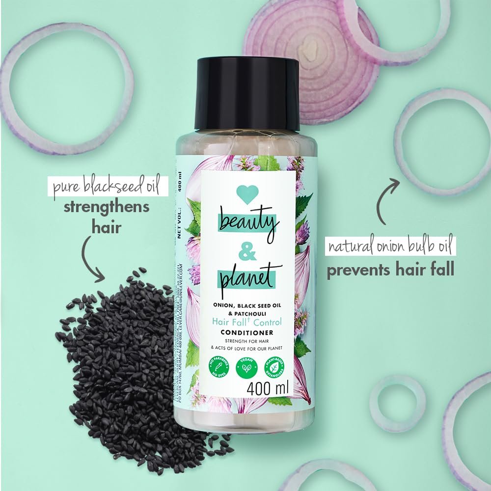 Love Beauty & Planet Onion, Black Seed & Patchouli Hairfall Control Conditioner | Natural Conditioning Formula for Soft, Smooth & Manageable Hair | Sulfate-Free & Paraben-Free | 200ml thumbnail