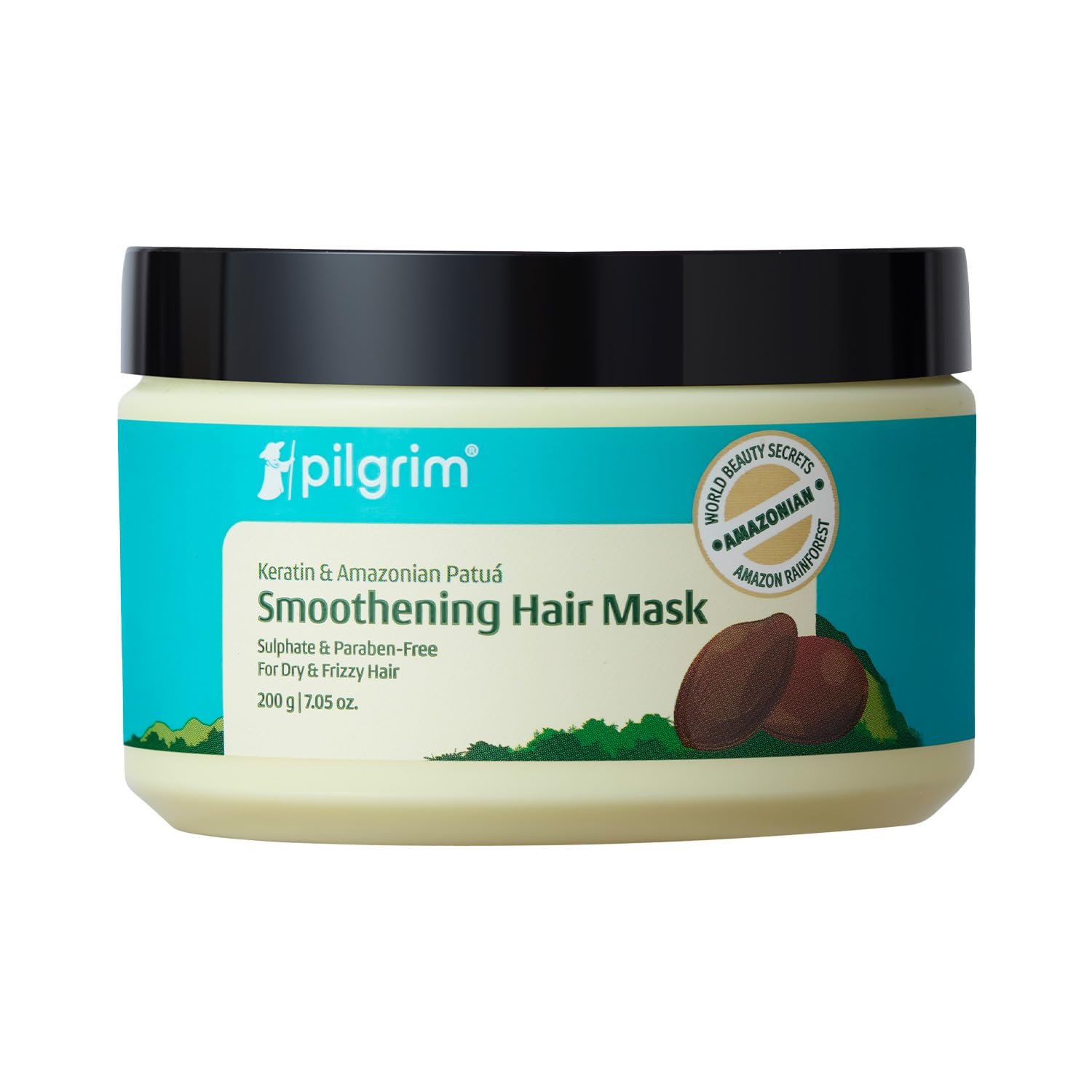 Pilgrim Patua & Keratin Smoothening Hair Mask for Dry & Frizzy Hair - 200ml Upto 72H Frizz Control, Intense Nourishment, Smooth Frizz Free Hair, Softens Damaged Hair, Silky & Shiny Hair