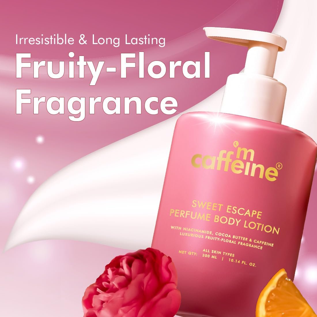 mCaffeine Sweet Escape Perfume Body Lotion 300ml| Niacinamide, Cocoa & Shea Butter | Deep Moisturization for Women & Men | Summer Body Cream For Dry Skin thumbnail