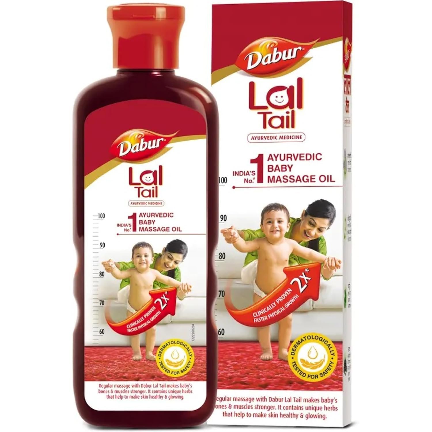 Dabur Lal Tail : Ayurvedic Baby Oil|Clinically Tested 2x Faster Physical Growth for Stronger Bones and Muscles- 200 ml thumbnail