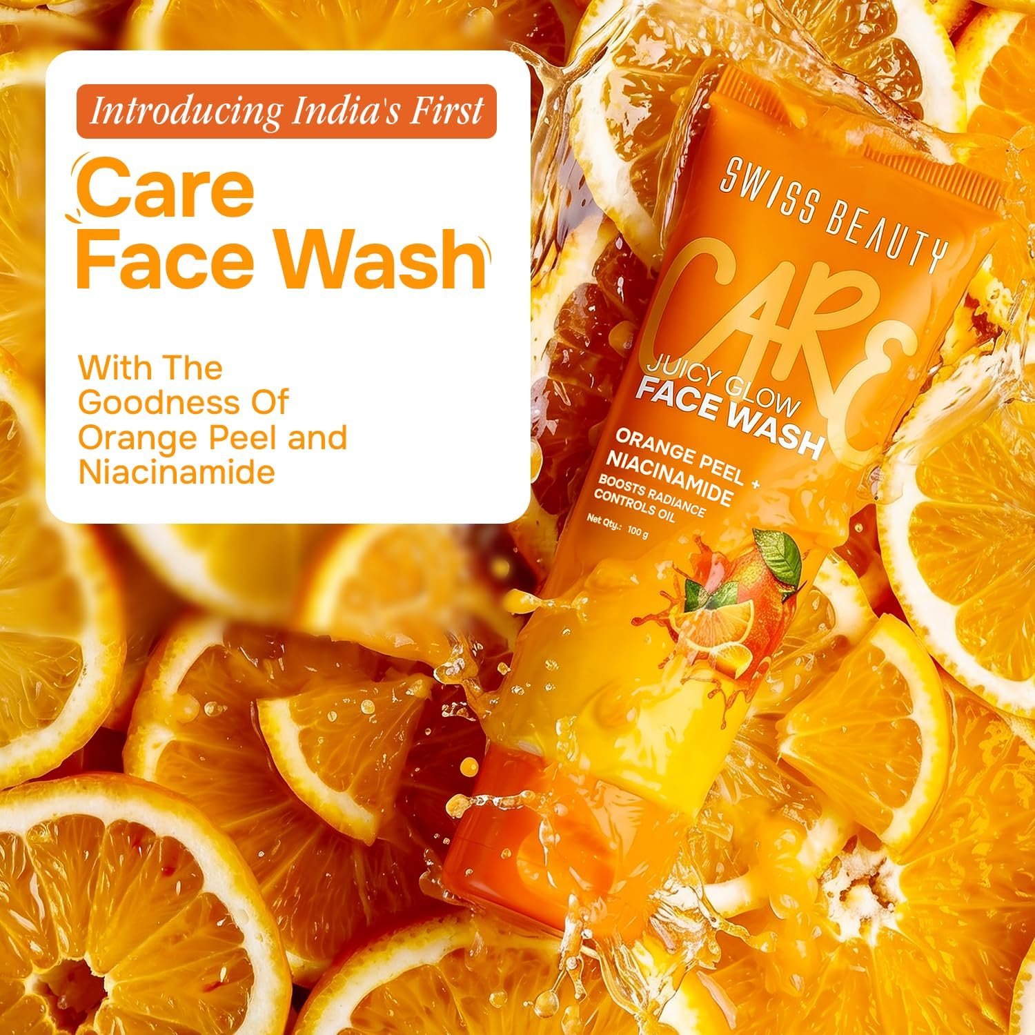 Swiss Beauty Care Juicy Glow Face Wash | Orange Peel + Niacinamide | Removes Dirt & Grime | Boosts Radiance | Fades Dark Spots | Hydrates Skin-100g thumbnail