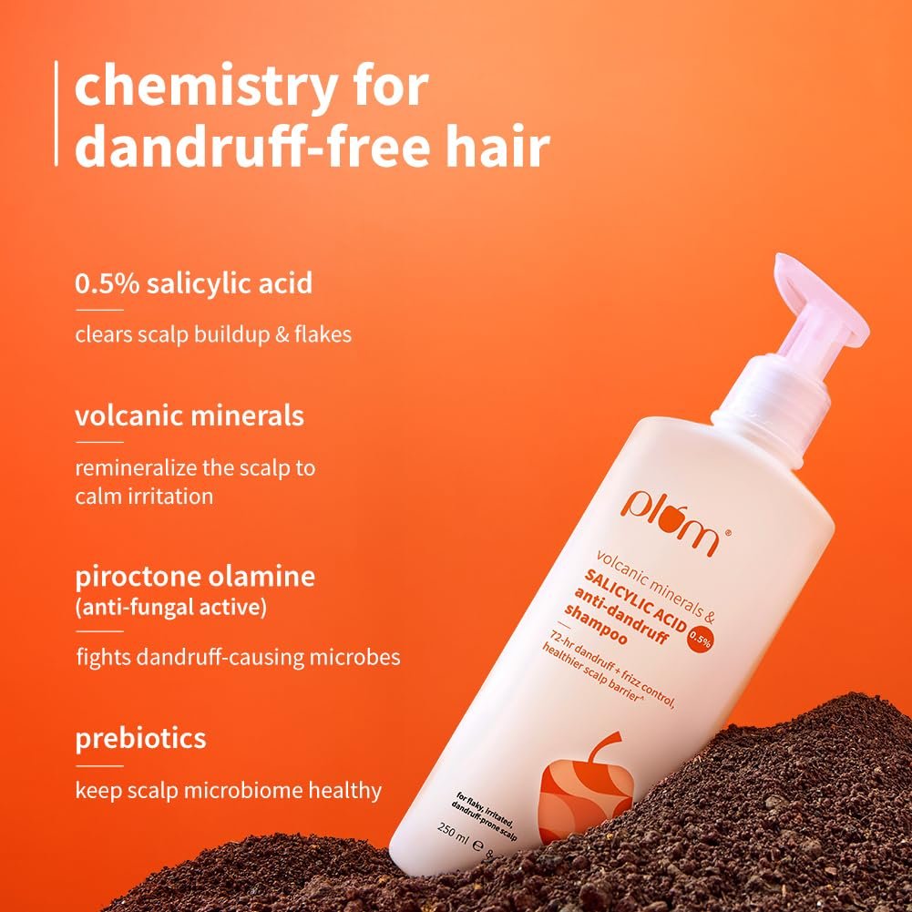 Plum Anti-Dandruff Shampoo With Volcanic Minerals & 0.5% Salicylic Acid|72-Hr Dandruff & Frizz Control|Prevents Rough,Dry Hair|250Ml Visit the Plum Store thumbnail