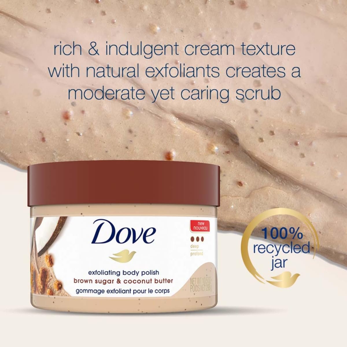Dove Exfoliating Body Polish Scrub For Dry Skin With Brown Sugar & Coconut Butter, Gently Exfoliates & Moisturizes For Instant Soft & Smooth Skin,  298g thumbnail