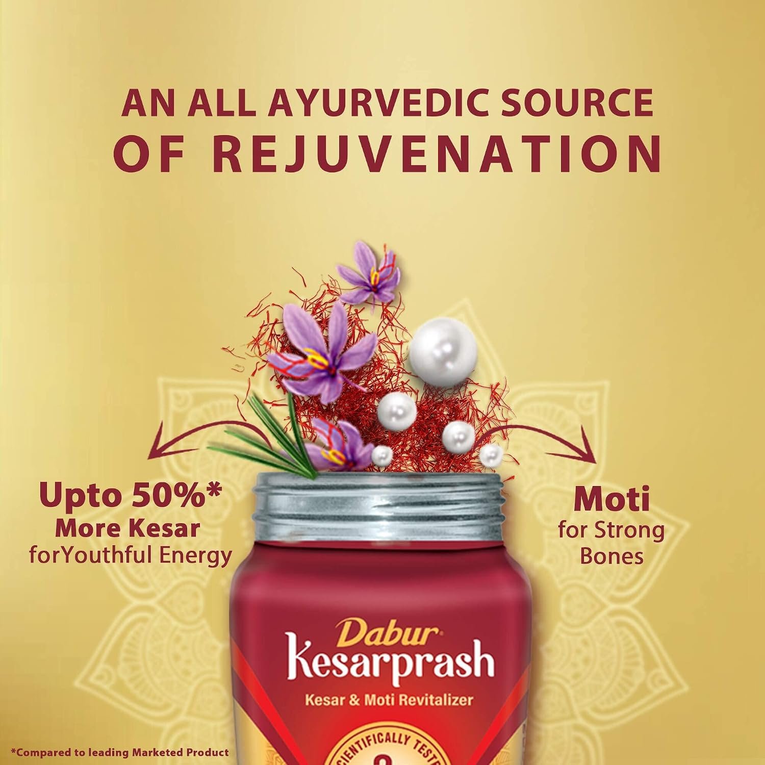 DABUR Kesarprash 900G|Ayurvedic Immunity Booster For Adults & Elder|Builds Energy, Strength & Stamina|Strengthens Bones|Enriched Revitalizer|Enriched With Kesar & Moti|Scientifically Tested, thumbnail