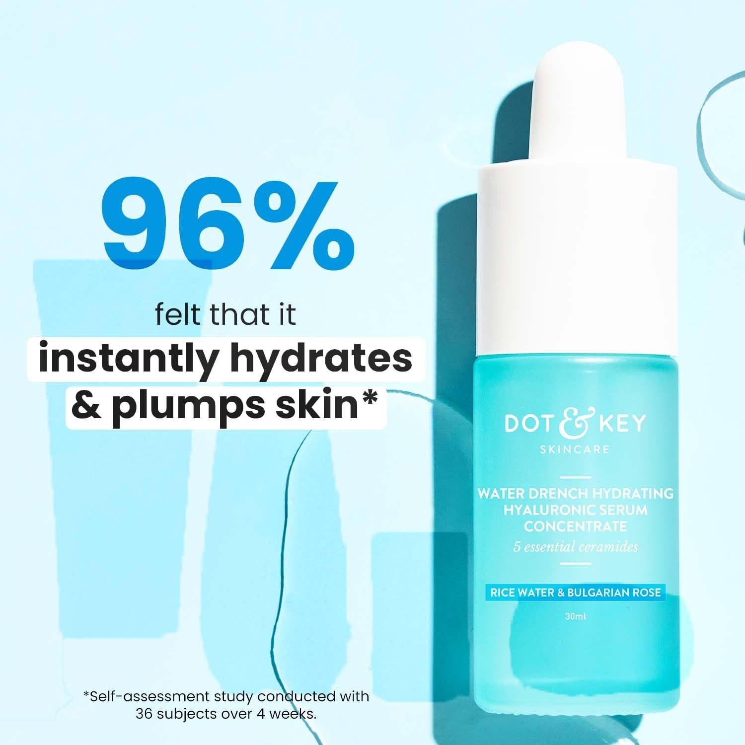 Dot & Key Hydrating Hyaluronic Acid Serum With Vitamin C + E | For Plump, Glowing Skin | Face Serum for Dry Skin, Oily & Normal Skin | With Ceramide & Rice Water | 30ml thumbnail