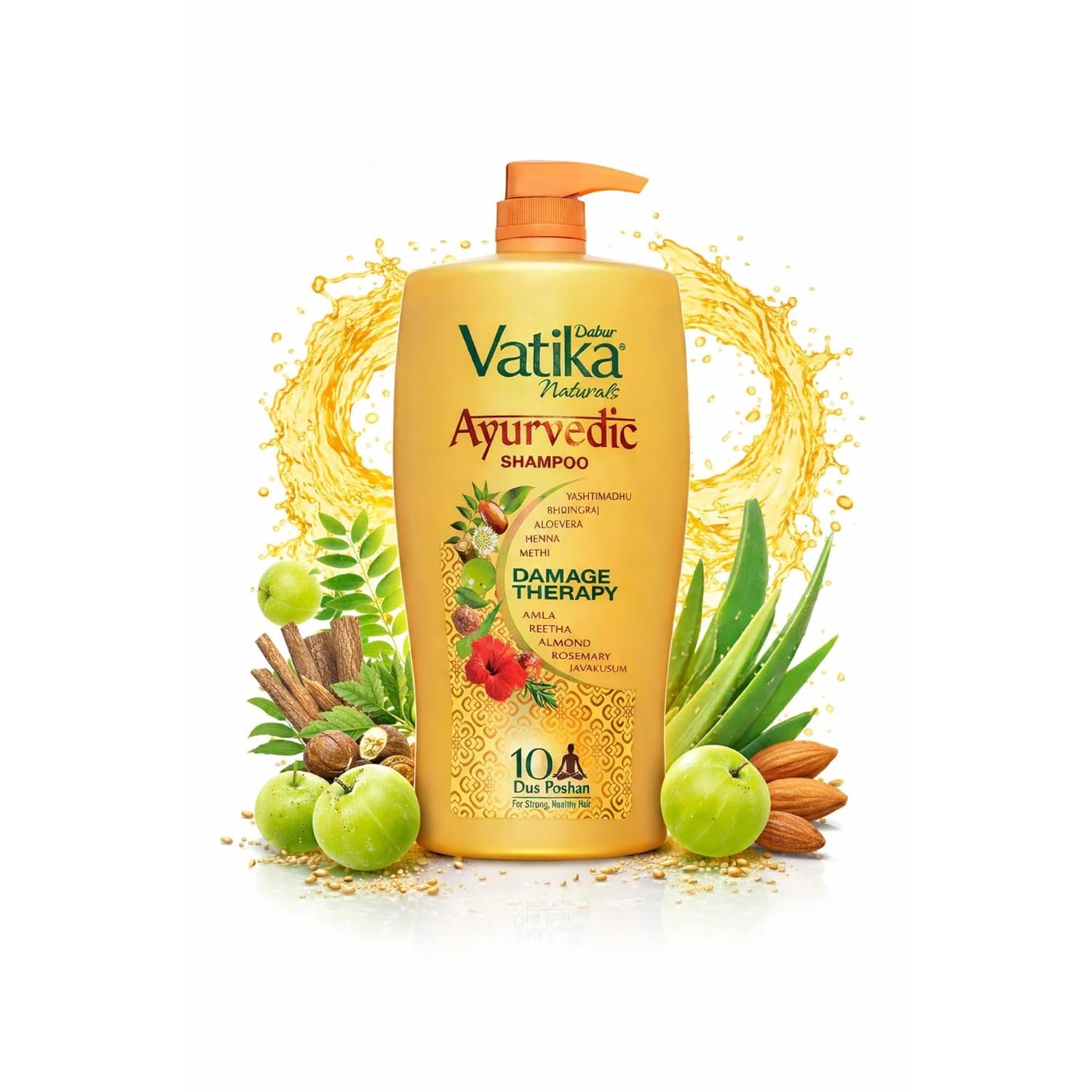 Dabur Vatika Ayurvedic Shampoo - 1 L | For Strong & Healthy Hair | No Parabens | For All Hair Types | Power of Dus Poshan for 10 Hair Problems thumbnail